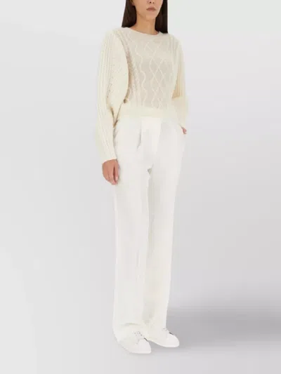 Fabiana Filippi Cable Knit Crew Neck Sweater In White