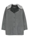 Fabiana Filippi Cable-trimmed Wool Jacket In Gray