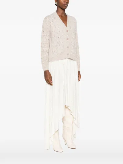 Fabiana Filippi Cable-knit Sequin-embellished Cardigan In Neutral