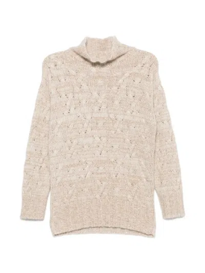 Fabiana Filippi Cable-knit Sequin-embellished Sweater In Neutral