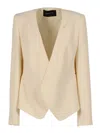 Fabiana Filippi Cady Flared Jacket With Filo Diamante Piercing In Neutral