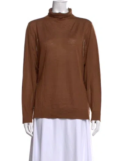 Pre-owned Fabiana Filippi Camel Hair Turtleneck Top In Brown