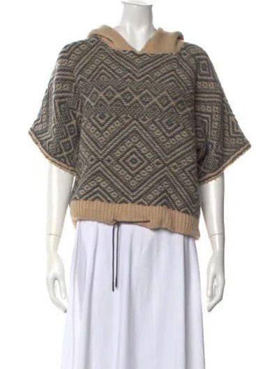 Pre-owned Fabiana Filippi Camel Leather Patterned Sweater In Multicolor