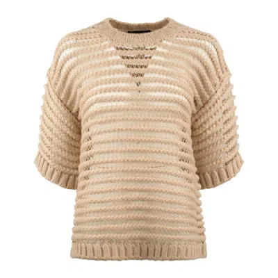 Fabiana Filippi Camel Mesh Sweater In Brown