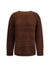Fabiana Filippi Sweater With Round Neck In Mixed Wool In Brown