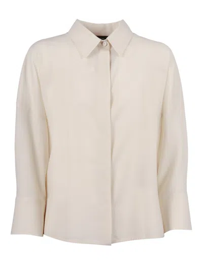 Fabiana Filippi Camicia Cropped Manica 3/4,dettaglio Filo Diamante Tag In White