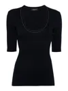 Fabiana Filippi Close-fitting Cotton T-shirt Scoop Neck In Blue