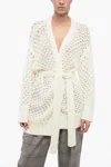 Fabiana Filippi Cannes Knit Stitchies Cardigan With Belt In White