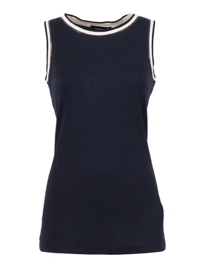 Fabiana Filippi Canotta Vogatore In Jersey Costina Con Bordi Maglia Bi In Blue