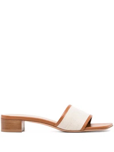 Fabiana Filippi Canvas Leather Mules In Brown