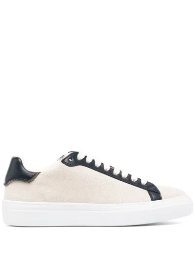 Fabiana Filippi Canvas Leather Sneakers In Neutrals