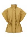 Fabiana Filippi Padded Taffeta Short Cape With Filo Diamante In Gold