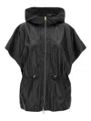 Fabiana Filippi Leather Cape With Hood And Elastic Waist In Black