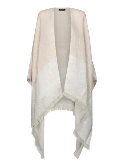 Fabiana Filippi Cape With Bright Weave In Ivory