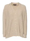 Fabiana Filippi Beige V Neck Sweater With Button Front In Neutral