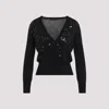 Fabiana Filippi V-neck Wool Blend Cardigan With Front Sequins Detail In Black