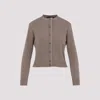 Fabiana Filippi Wool Blend Crew Neck Jacket With Embellished Placket In Brown