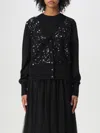 Fabiana Filippi V-neck Wool Blend Cardigan With Front Sequins Detail In Black