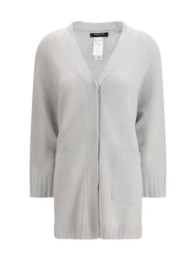 Fabiana Filippi Cardigan In Fine Knit With A V-neckline In Gray