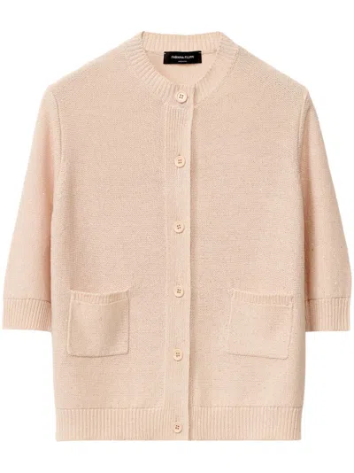 Fabiana Filippi Three-quarter-sleeved Cardigan In Blush Pink