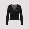 Fabiana Filippi V-neck Wool Blend Cardigan With Front Sequins Detail In Black