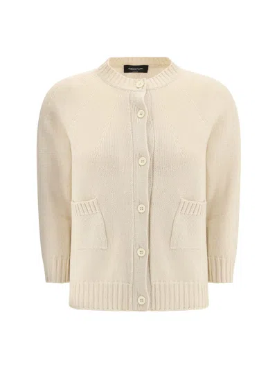 Fabiana Filippi Crewneck Buttoned Knitted Cardigan In Beige