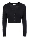 Fabiana Filippi Black Mohair Wool Short Cardigan With 3 Buttons In Black