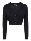 Fabiana Filippi Black Mohair Wool Short Cardigan With 3 Buttons In Black