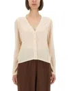 Fabiana Filippi Knitwear V-neckline Long Sleeves Ribbed Hem In Neutral