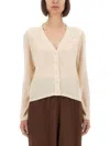 Fabiana Filippi Knitwear V-neckline Long Sleeves Ribbed Hem In Neutral
