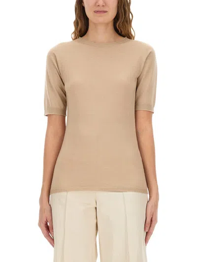 Fabiana Filippi Cashmere And Silk Knit T-shirt In Neutral