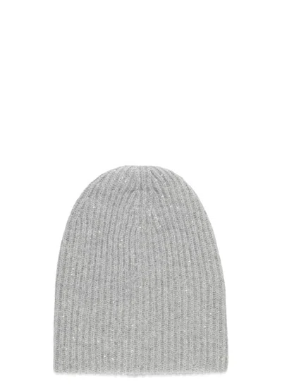 Fabiana Filippi Cashmere And Wool Beanie Cap In Grey