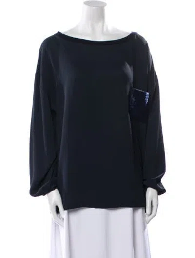 Pre-owned Fabiana Filippi Cashmere Bateau Neckline Blouse In Blue