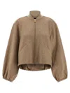 Fabiana Filippi Cashmere Bomber Jacket Puffer Jackets Beige In Brown