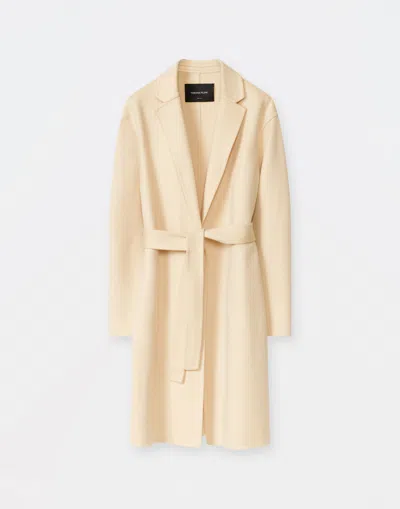 Fabiana Filippi Cashmere Double Belted Topcoat In Banana