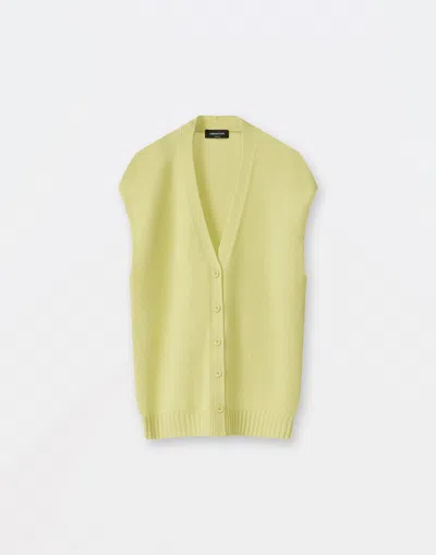 Fabiana Filippi Cashmere Oversized Knit Vest In Pale Lime