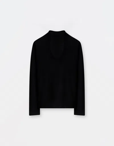 Fabiana Filippi Cashmere Silk Sweater With Back V Neck In Black