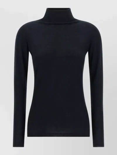 Fabiana Filippi Cashmere Silk Turtleneck Sweater Long Sleeves In Black