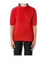 Fabiana Filippi Short-sleeved Cashmere Sweater With Ribbed Trims In Red