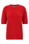 Fabiana Filippi Short-sleeved Cashmere Sweater With Ribbed Trims In Red