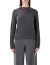 Fabiana Filippi Cashmere Sweater With Sequin Collar In Gray