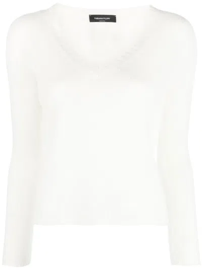 Fabiana Filippi Cashmere V-neck Jumper In White