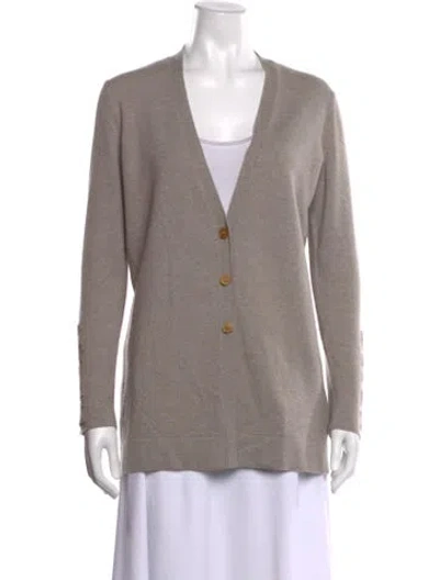 Pre-owned Fabiana Filippi Cashmere V-neck Sweater In Grey