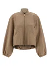 Fabiana Filippi Cashmere Bomber Jacket Puffer Jackets Beige In Brown