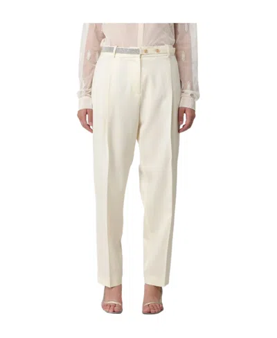 Fabiana Filippi Casual Pants With Waist And Loop Straps In Beige