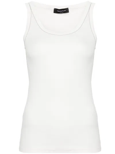 Fabiana Filippi Chain-detailed Ribbed Tank Top In Weiss