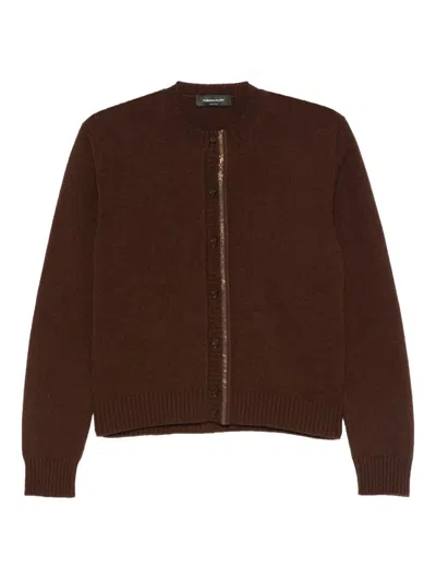 Fabiana Filippi Chain-embellished Cardigan In Brown