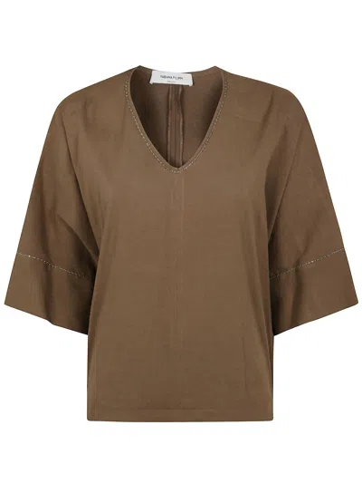 Fabiana Filippi Chain Link Detail Blouse In Brown