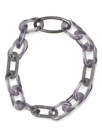 Fabiana Filippi Smoky Plexi Chain Necklace With Filo Diamante In Metallic