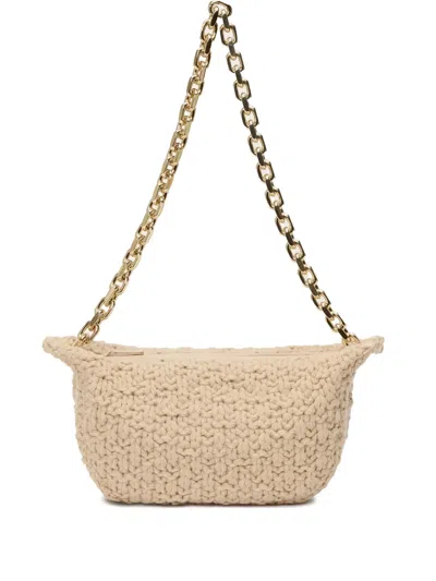 Fabiana Filippi Chain-strap Knitted Shoulder Bag In Neutral